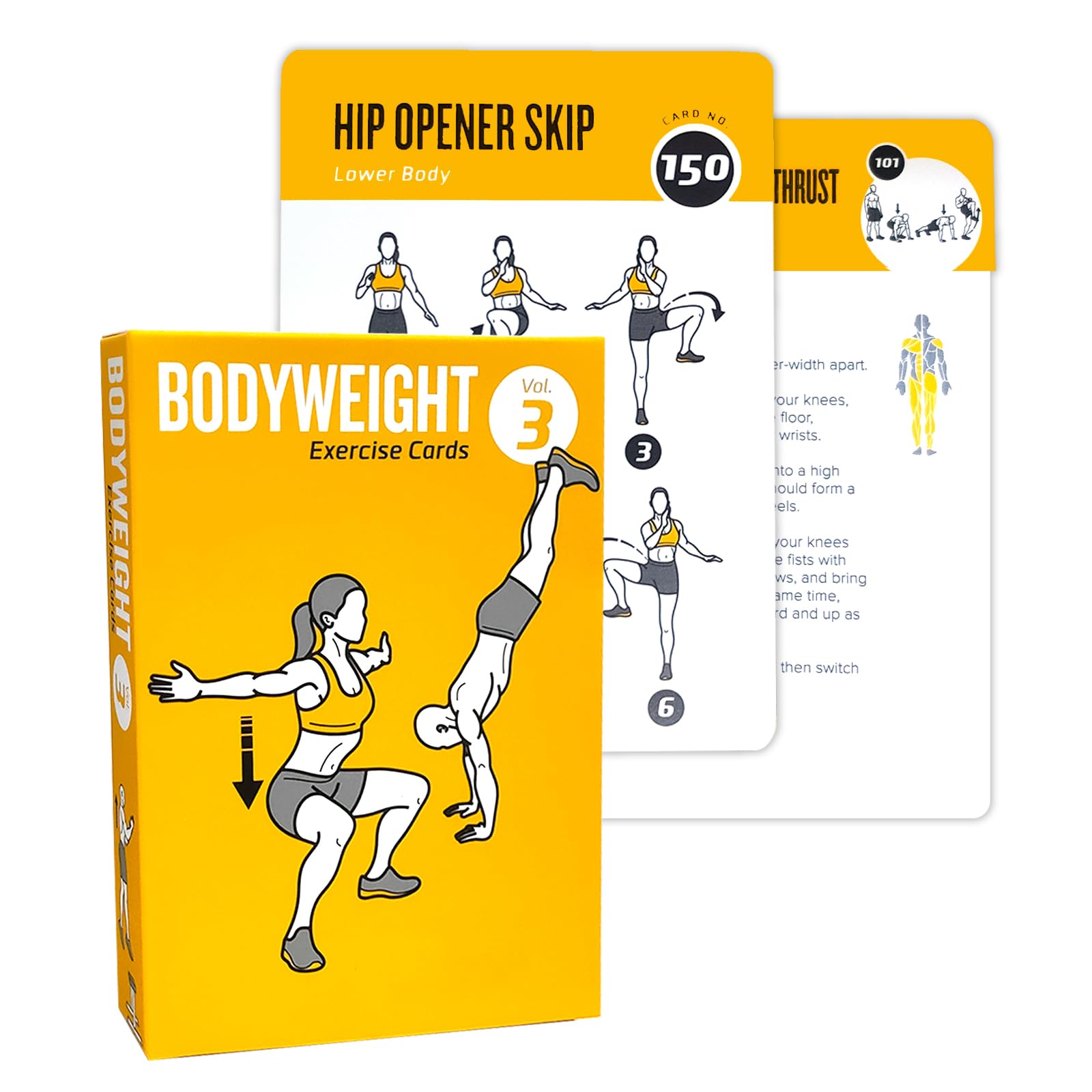 ELAORY Bodyweight Fitness Planners, 62 Exercises Cards Deck Large Size 5" x 3.5" Fitness Cards for Women & Men, Beginner Fitness Guide to Training Exercises at Home or Gym (Bodyweight, Vol 3)