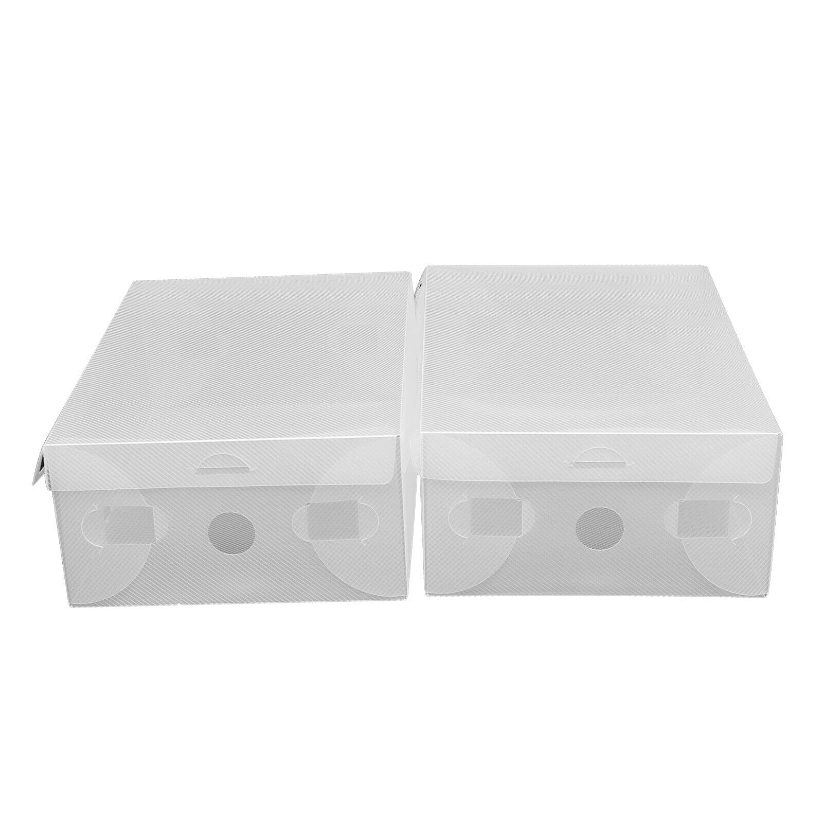 20 cajas transparentes para zapatos, cajón, apilables, de plástico, para ahorrar espacio, transparentes, plegables, 28 x 18 x 10 cm