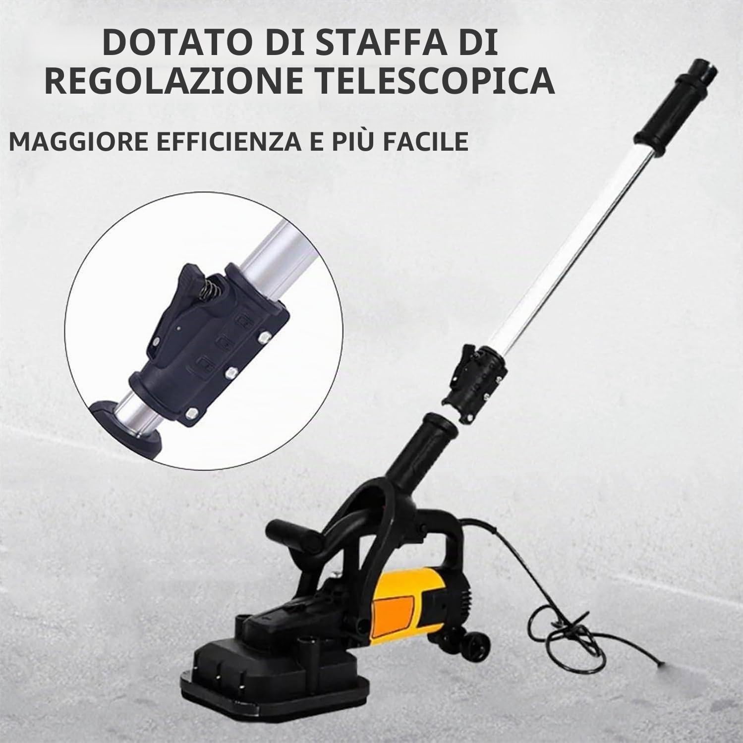 Levigatrice Elettrica per Pavimenti 3800 W, Levigatrice per Cemento a 4 Teste Con Asta Di Prolunga E 3 Tipi Di Dischi Abrasivi, 6 Velocità Regolabili, Per Piastrelle Di Cemento, Marmo E Granito