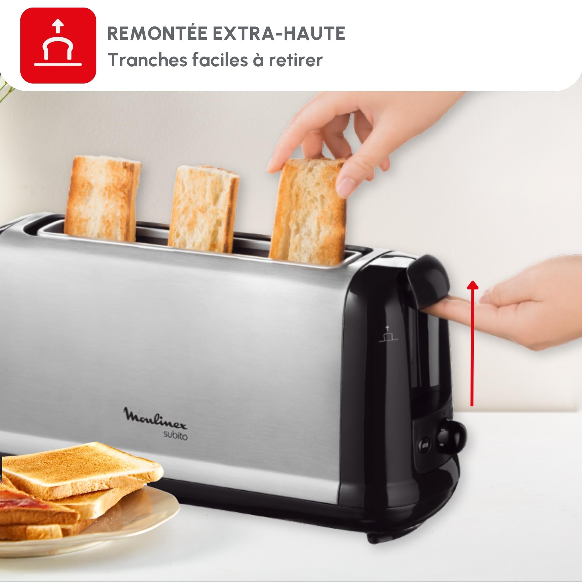 Grille pain Livoo DOD168N - fente longue, 900W, 3 fonctions, thermostat