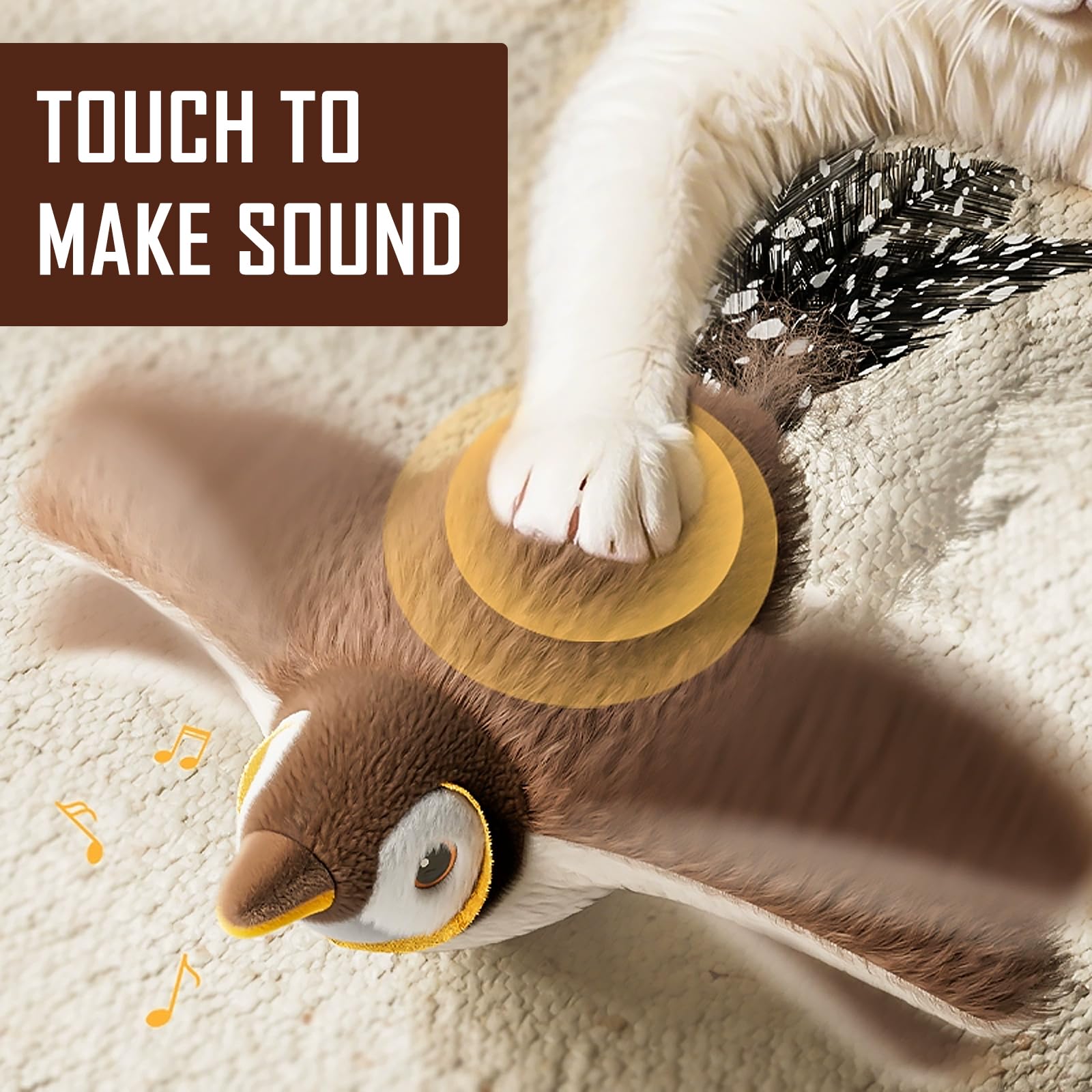 Bewegende Kattenspeelgoed - USB Oplaadbare Vliegende Vogel Met 3 Verstelbare Niveaus, Interactief Kattenkruid Speelgoed Met Afstandsbediening, Elektrische Fladderende Vogel