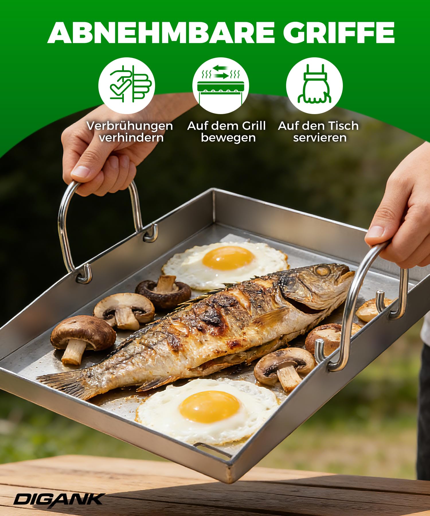 Edelstahl Plancha Grillplatte 40x30cm, 4mm Massiv plancha platte mit Grillzubehör,Grillspachteln Set, für Gasgrill und Holzkohlegrill