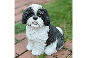 Hi-Line Gift Ltd Sitting Shih Tzu Statue Figurine - Black and White