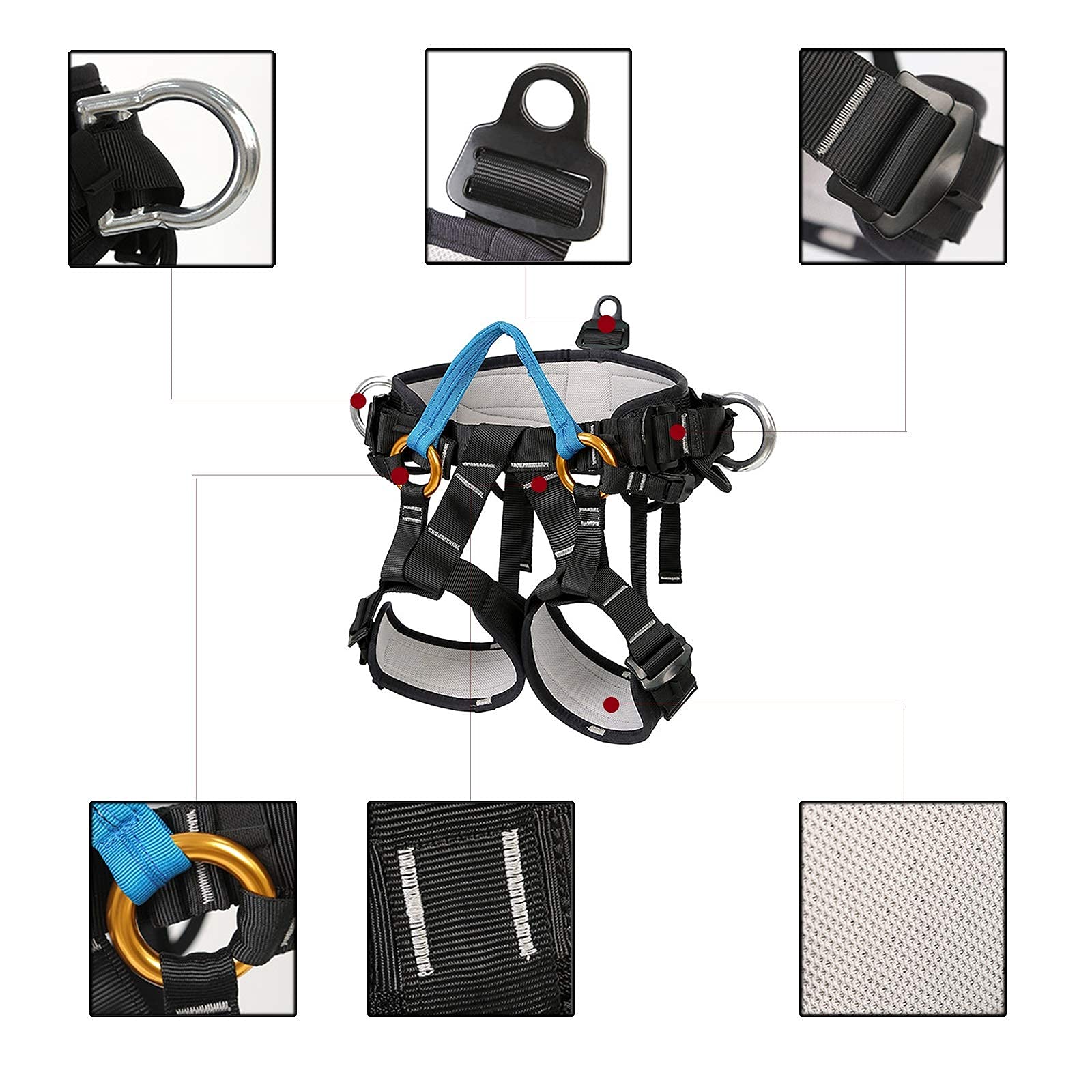 SwaYve Harnais de Sécurité Antichute, Ceinture de Sécurité Pour Le Travail Aérien, Ceinture D'Escalade Personnelle Pour Demi-Corps, Kit de Harnais de Sécurité de Protection Contre Les Chutes/Orange