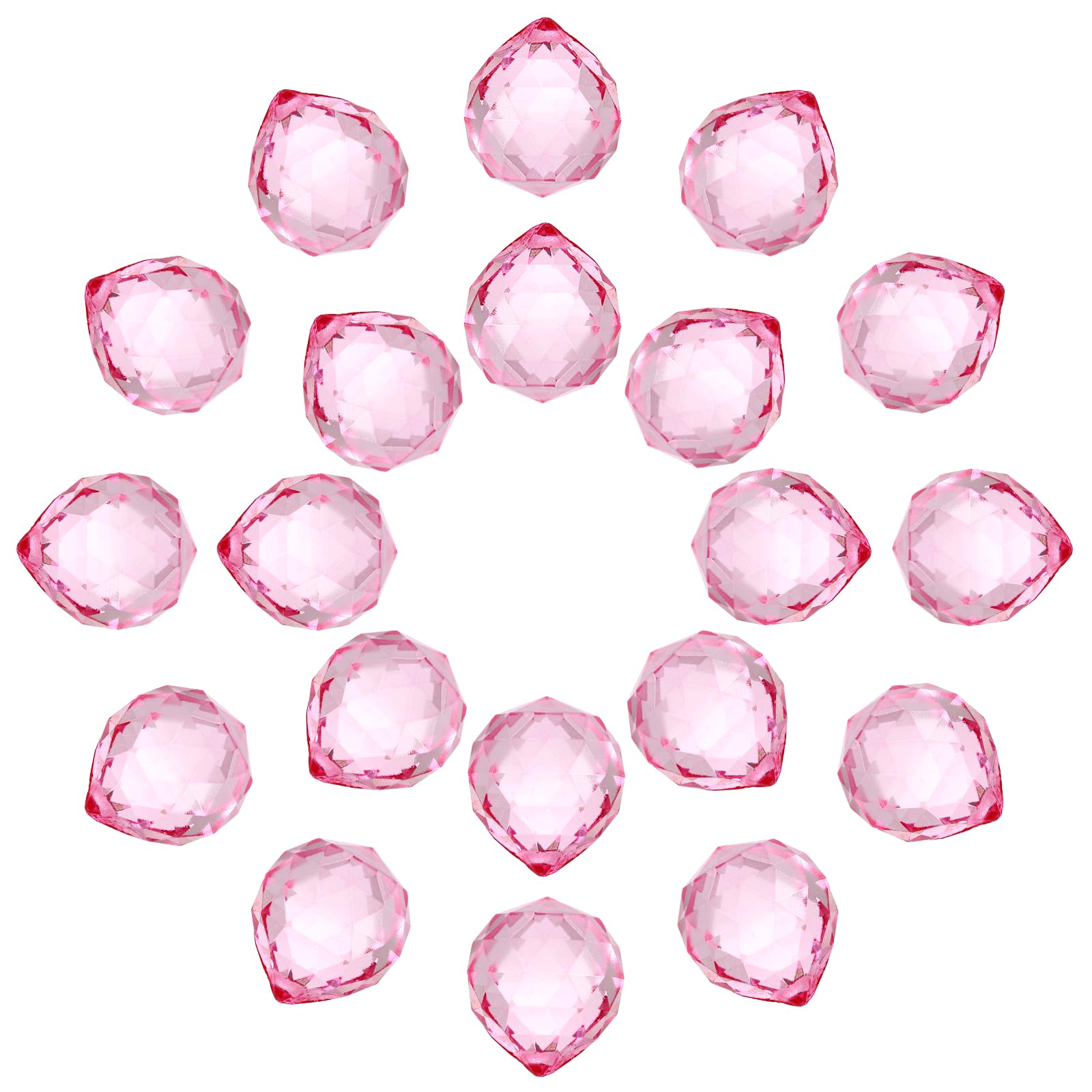 sourcing map 20Pack Crystal Ball Prism, 20mm/0.8" Decorative Ball Sun Shine Catcher Suncatcher Beads for Chandelier Window Wedding Decoration Home Decor, Pink