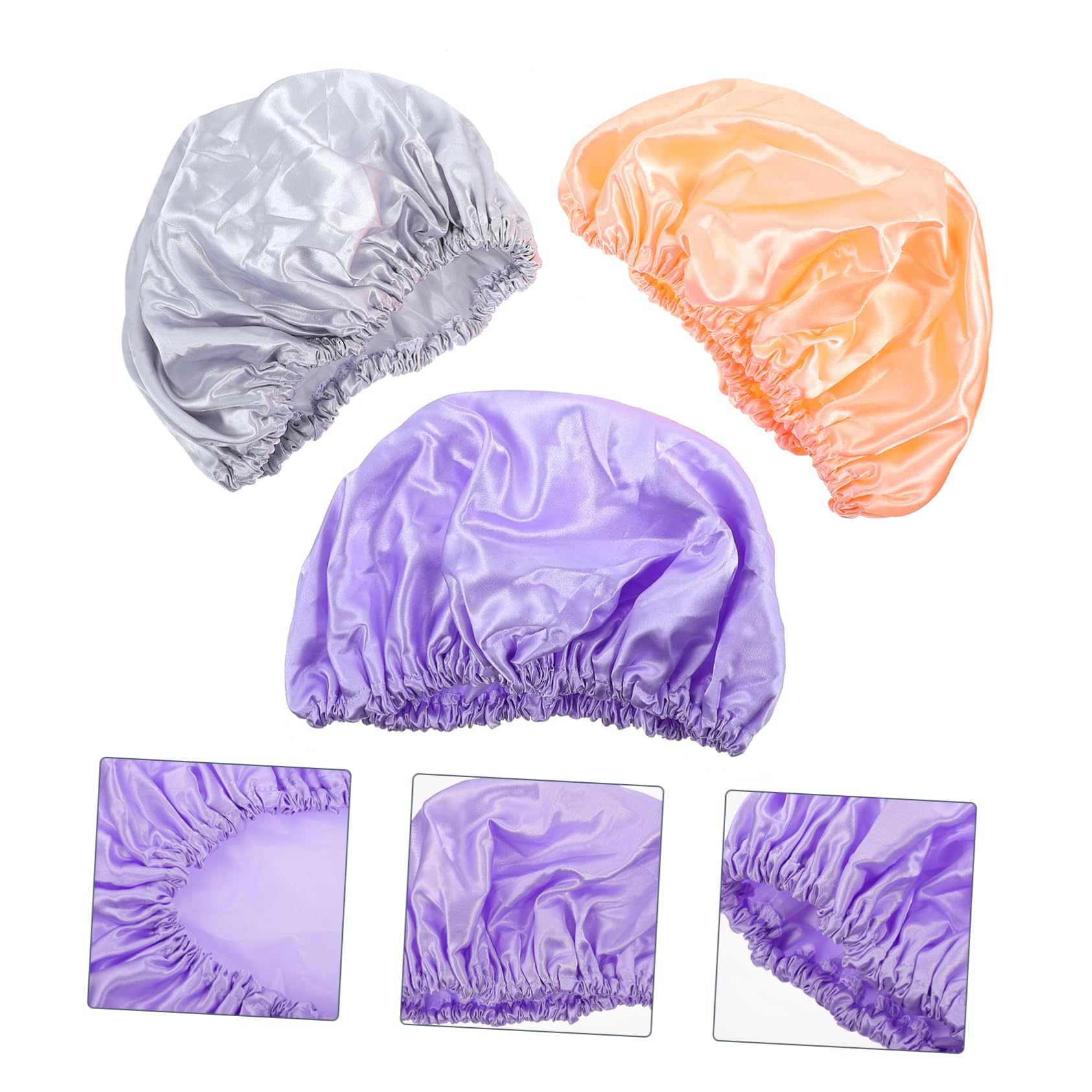 WOONEKY 3 piezas Gorro de Ducha Doble Eva Pack Unidades Rosa Gris Multiusos para Baño y Dormir Ligero y Portátil para Cabello