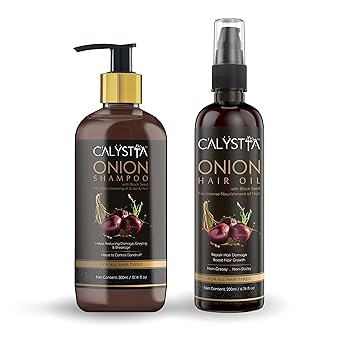 Calystta Onion Shampoo & Oil For Women & Man For Damage Control Hair Strengthens Roots & Hair Follicles Enriched with Natural Ingredients (Onion hair oil+ Onion shampoo, 1+1(200ml each))