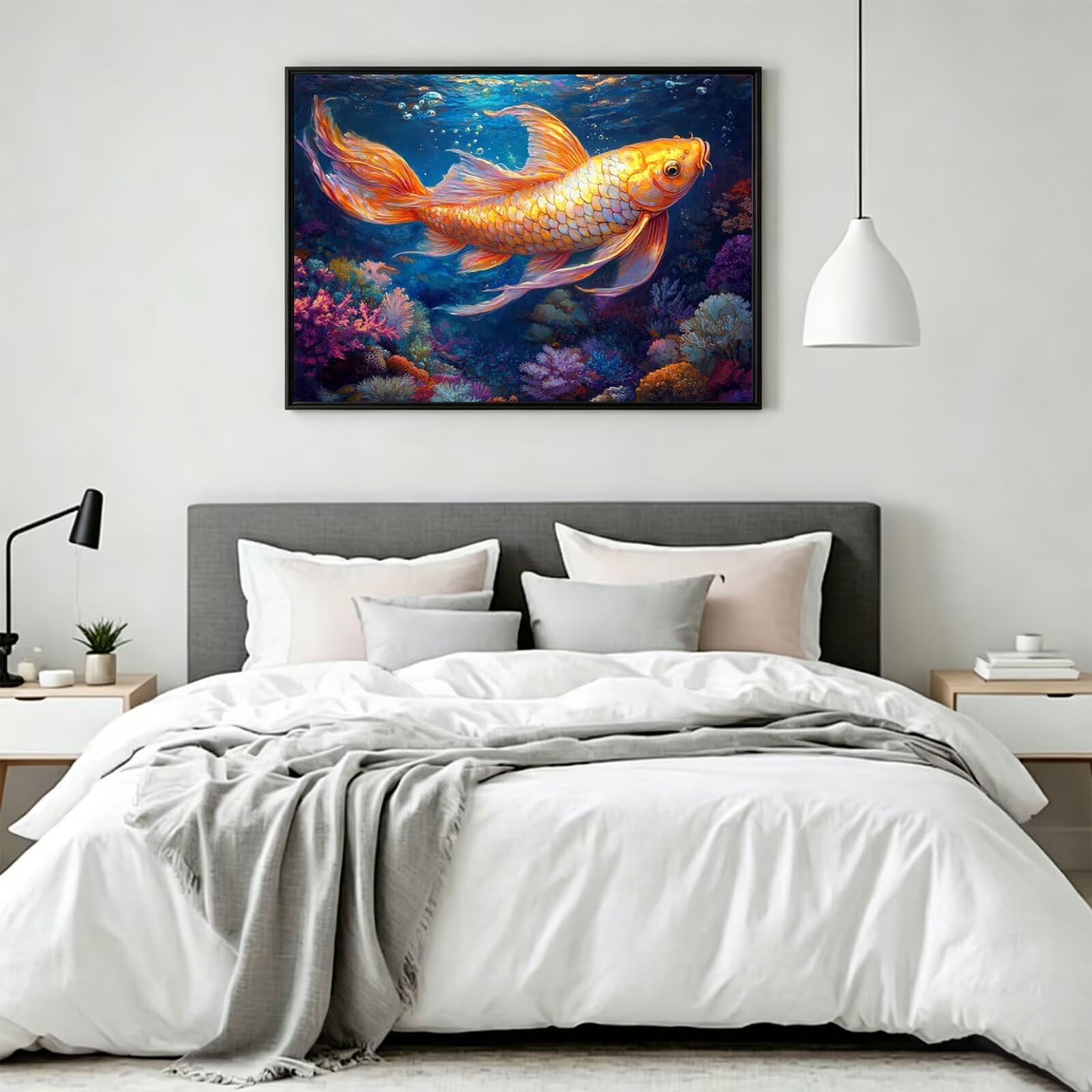 Pintar por Numeros pez Pinturas Acrilicas animal Pintura por Numeros Adultos DIY Lienzos para Pintar, Pintura Acrilica Manualidades, Decoración para Hogar, Regalos Cumpleaños, 90x120cm Sin Marco q-930