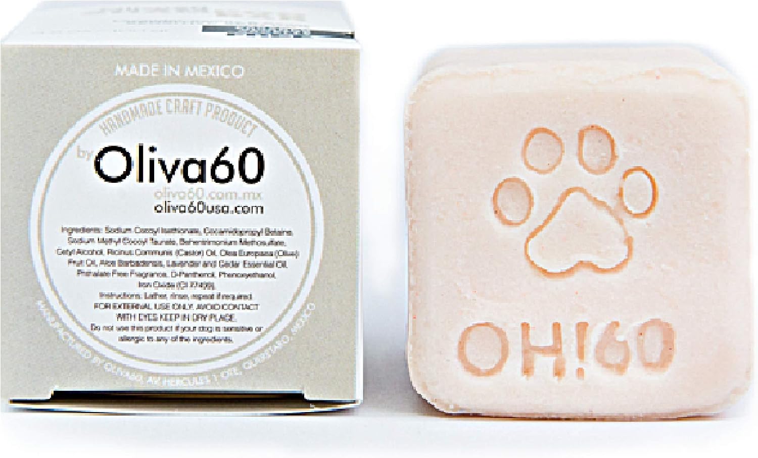 Oliva60- Shampoo Bar for Dogs-Extra Mosturizing bar, sulphate and parabens Free-with Olive Oil, Castor Oil, Macadamia Oil, Aloe Extract,…