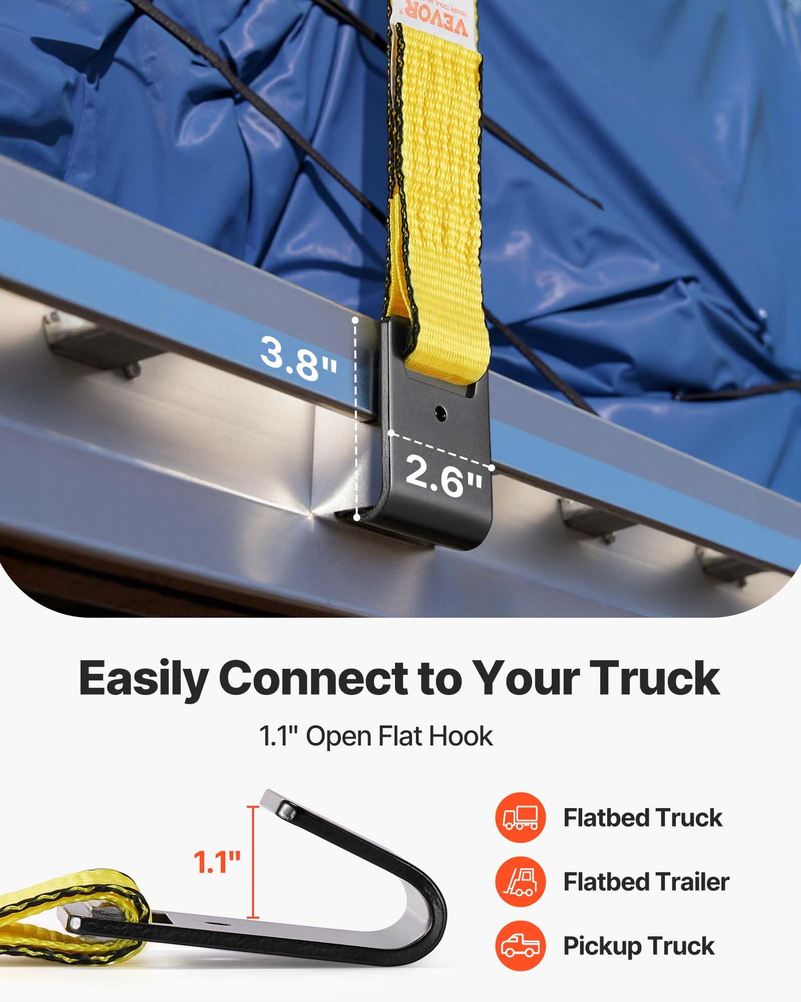 VEVOR 10er-Set Spanngurt 0,05 x 9 m Zurrgurt 4536 kg Ratschenzurrgurt Polyester-Gurt Kohlenstoffstahl-Haken Befestigungsgurt Ratschenspanngurt Ideal für Motorräder Fahrräder Kajaks UTV Boote ATV
