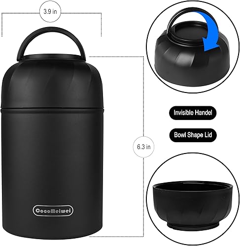 Miniatura 3 de CocoMeiwei Termo para alimentos y bebidas calientes, lonchera térmica para niños, contenedor de alimentos aislado al vacío de 17 onzas con cuchara y