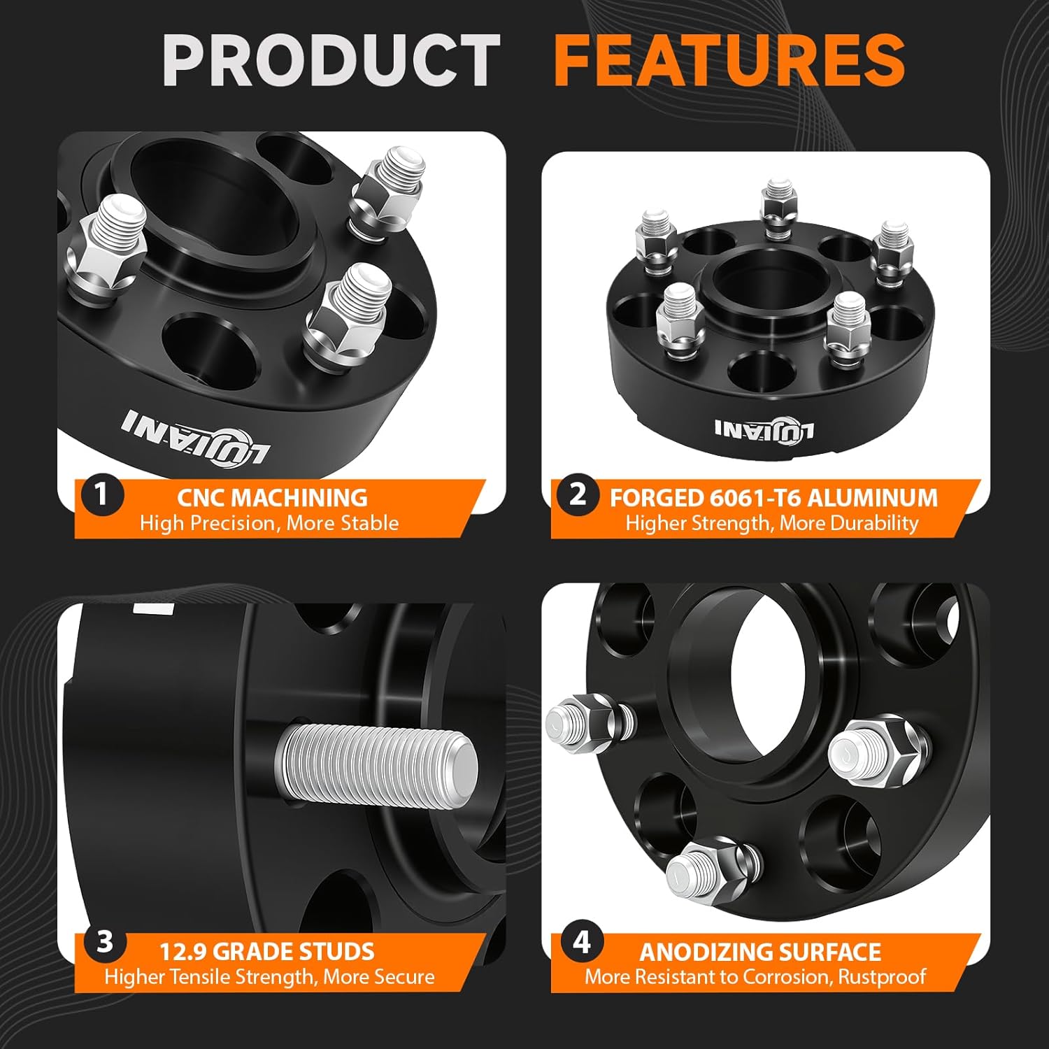 4 Pack 5x127mm Wheel Spacers for 2022-2025 Grand Cherokee WK2 WL Gladiator JT, 1.5" Thick Hubcentric Tire Spacer, M14x1.5 Thread Studs & 71.5mm Centric Bore, 5x5 Hub Centric Wheel Adapter - Image 4