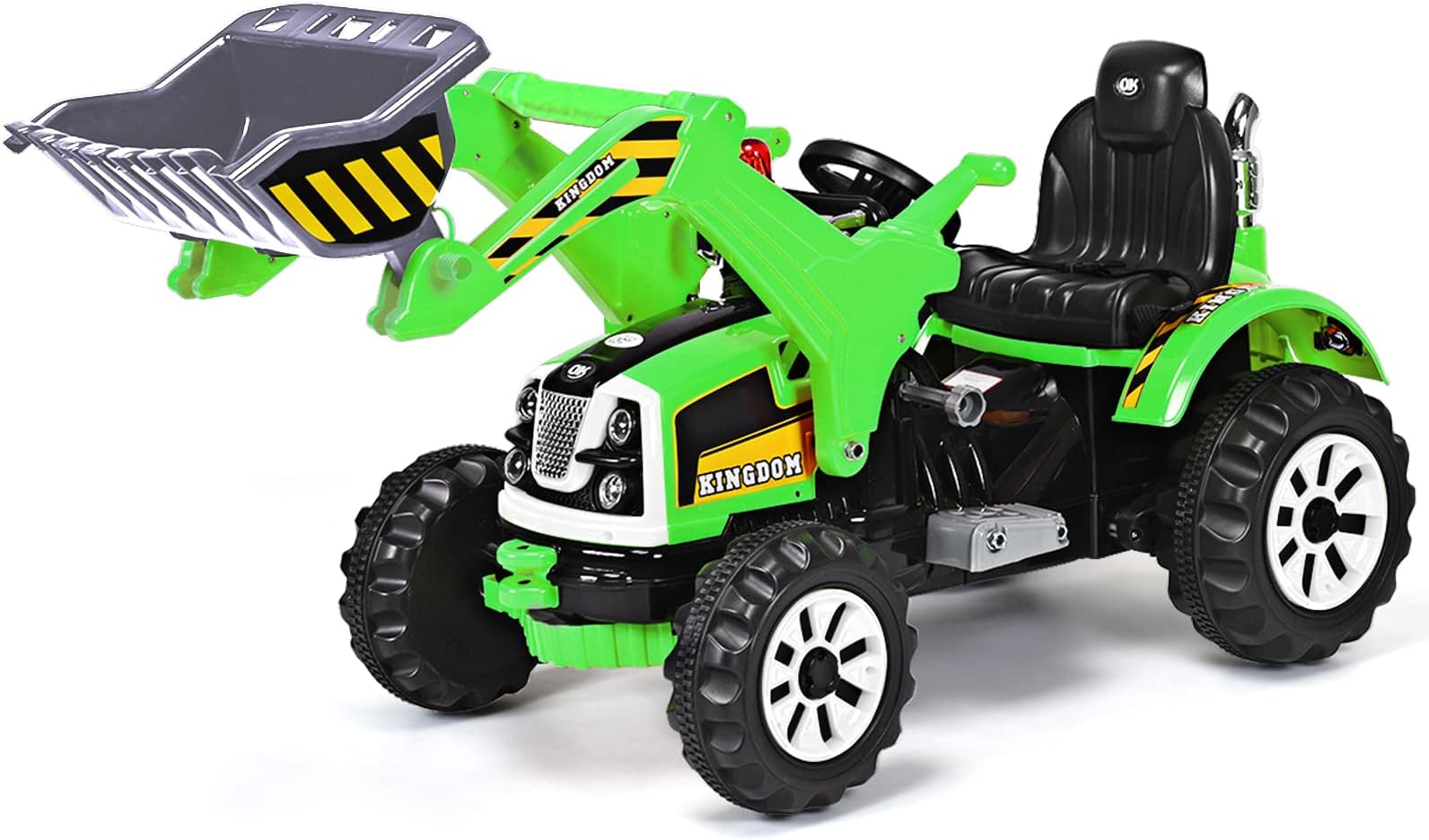 COSTWAY Electric Ride on Excavator, 12V Battery Powered Kids Construction Vehicle with Horn, 2 Speeds, Safety Belt, Electric Toy Car for Boys Girls (Green)