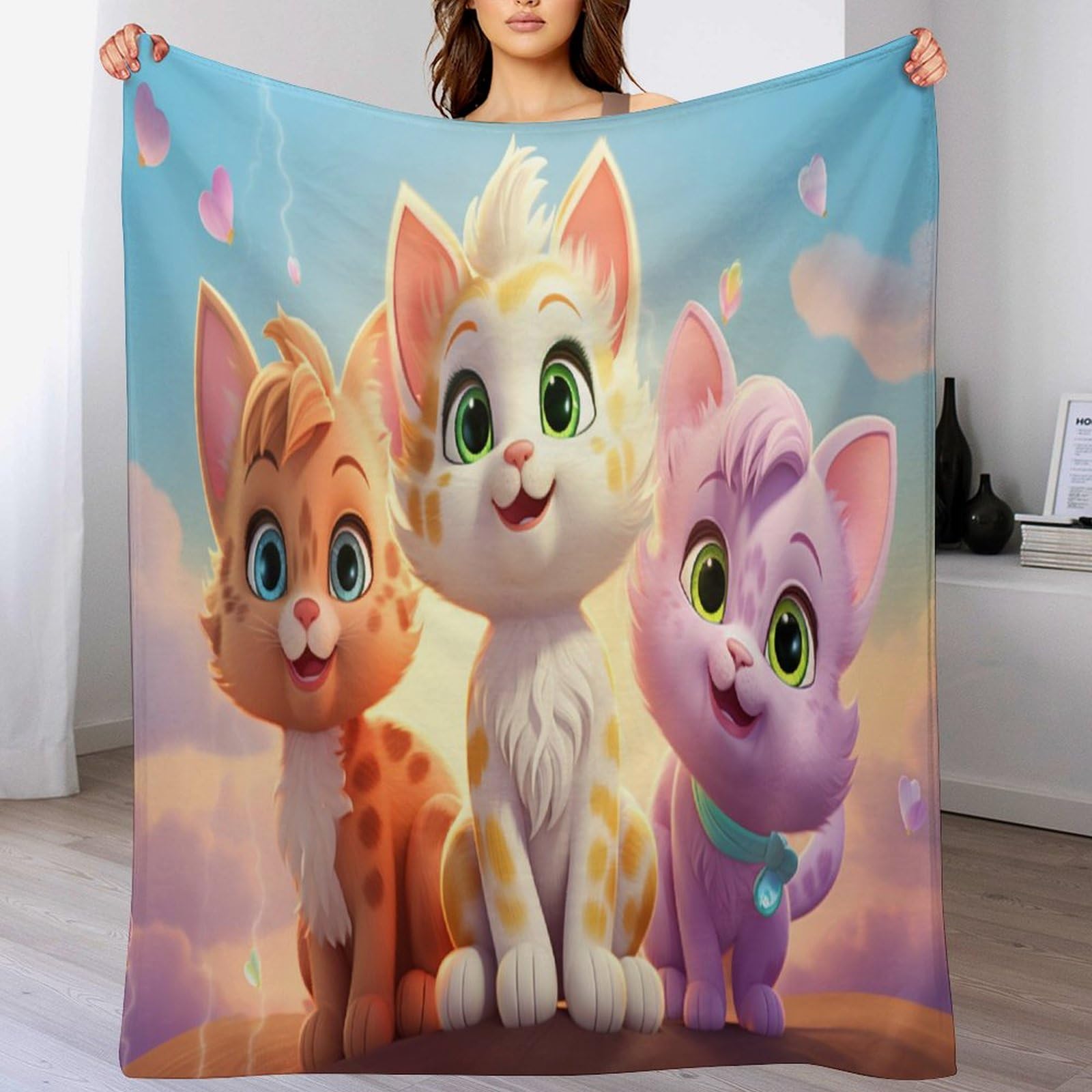 Couverture plaid chat polaire pour soirées cocooning sur le canapé