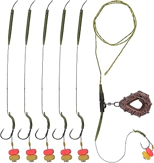 Carp Fishing Rig Kit Hair Carp Fishing Accessories Set Carp Flat Pear Sinker with Rolling Quick Change Swivels for Carp Bass Carp Tackle Rigs Set Carp Hook Carp Sinker Corn