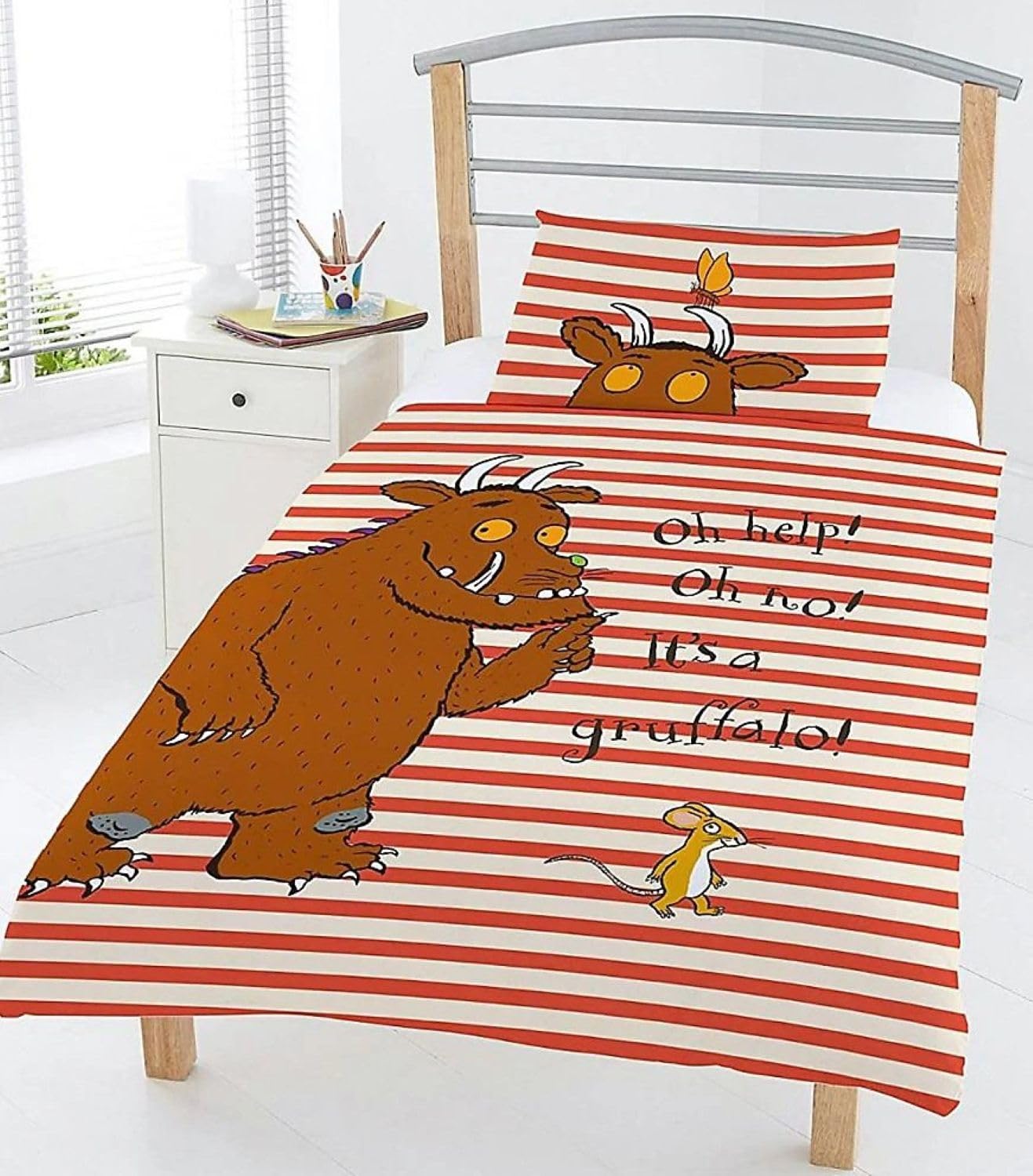 dreamtex The Gruffalo Junior Duvet Cover Set – Reversible Toddler Cot Bed Bedding with Pillowcase, Soft 50% Cotton 50% Polyester, Kids Character Bedding, 120 x 150 cm