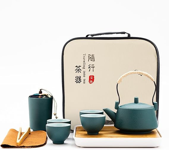 fanquare Japanese Green Tea Sets for Adults, Ceramic Chinese Tea Set