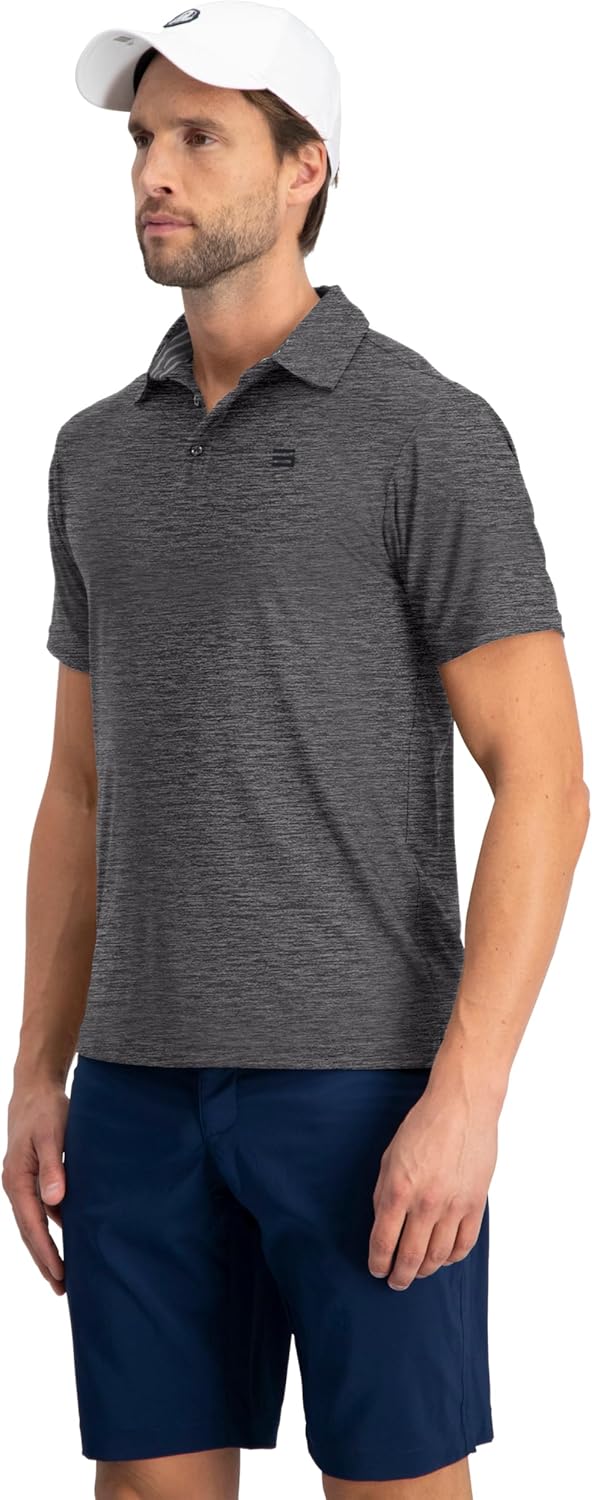 Three Sixty Six Golf Shirts for Men - Dry Fit Short-Sleeve Polo, Athletic Casual Collared T-Shirt Black - Image 3