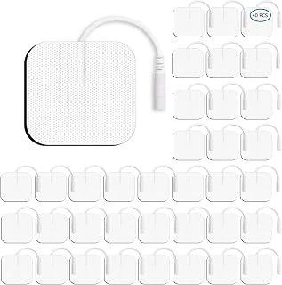 Molufeibe TENS Electrode Pads 40 Pack Reusable 2x2 Self-Adhesive Replacement for TENS 7000 AUVON Etekcity - Latex-Free Pain Relief