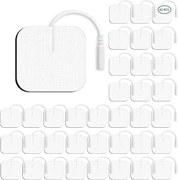 40 Pcs 10 Unit Electrode Pads, Reusable TENS Unit Pads, Upgraded Self-Adhesive, Replacement Pads TENS 7000, AUVON TENS, Etekcity Tens Machine, Nicwell Care Tens 40 Value Pack