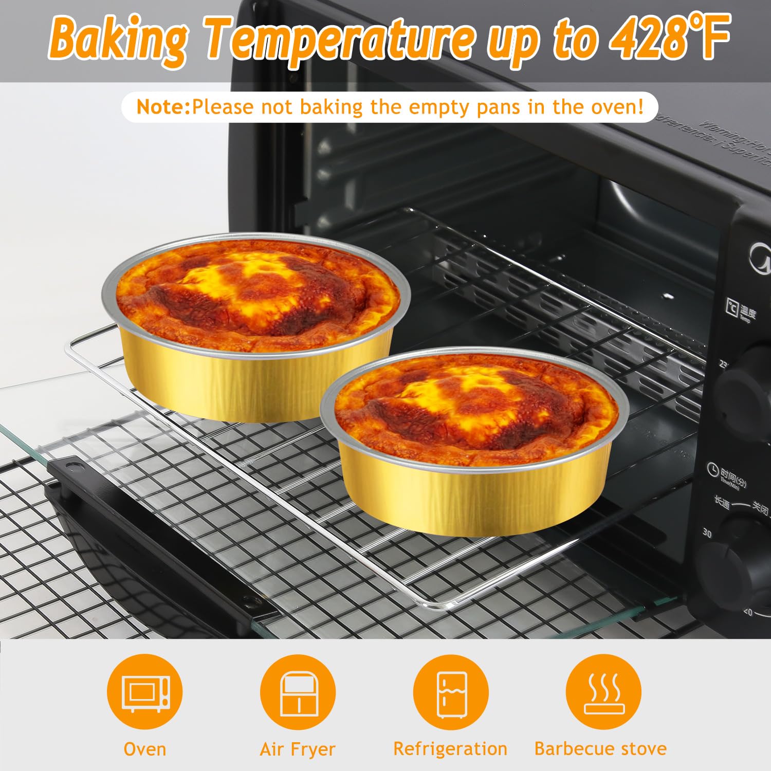 LNYZQUS - Mini moldes para tartas de 8 onzas con tapas, paquete de 50 unidades, moldes desechables de aluminio para tartas pequeñas de 4 pulgadas, moldes individuales para tartas de queso, crema
