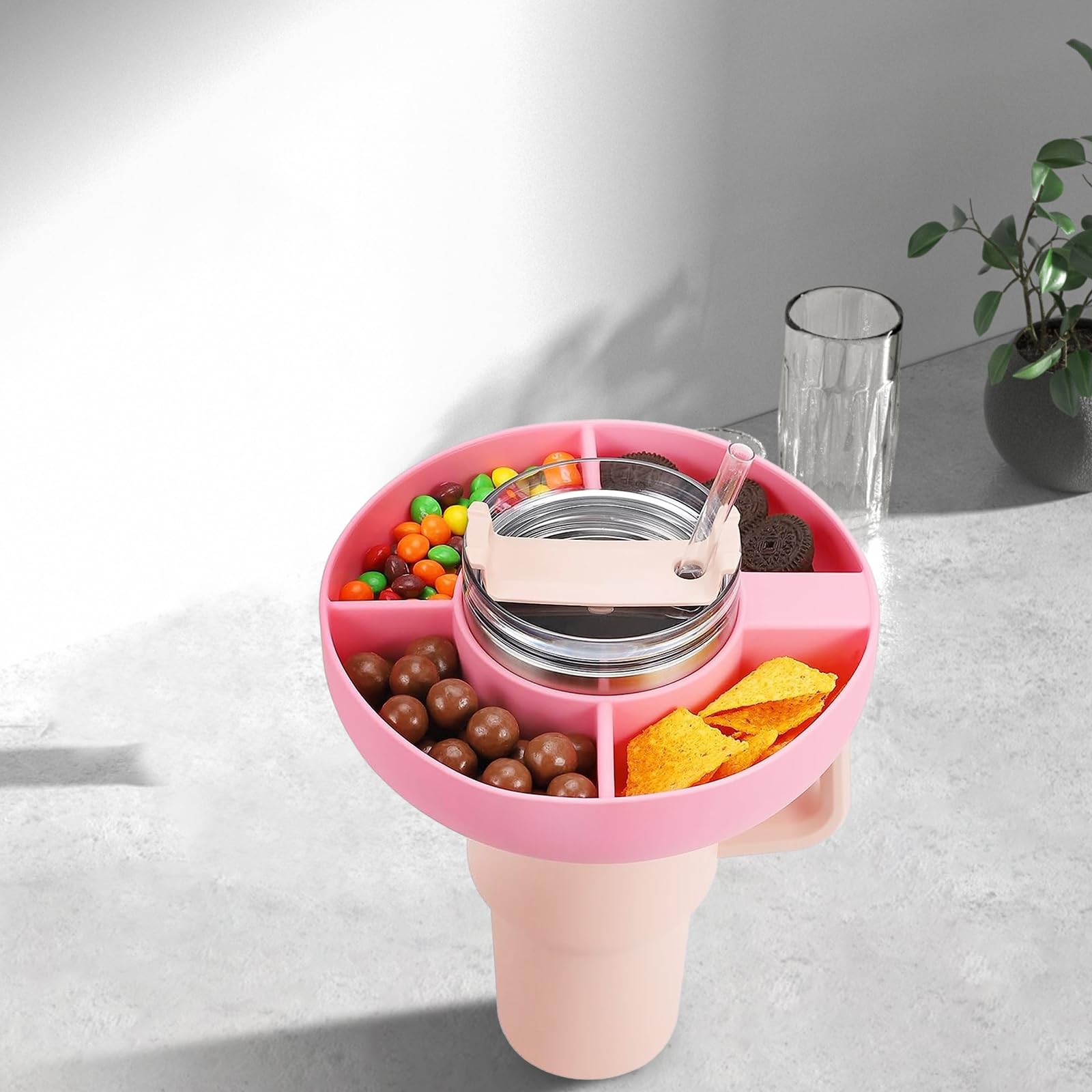 Ciotola Porta Snack In Silicone Per Tazza Stanley 1,18L – 4 Scomparti Per Popcorn E Caramelle – Celeste