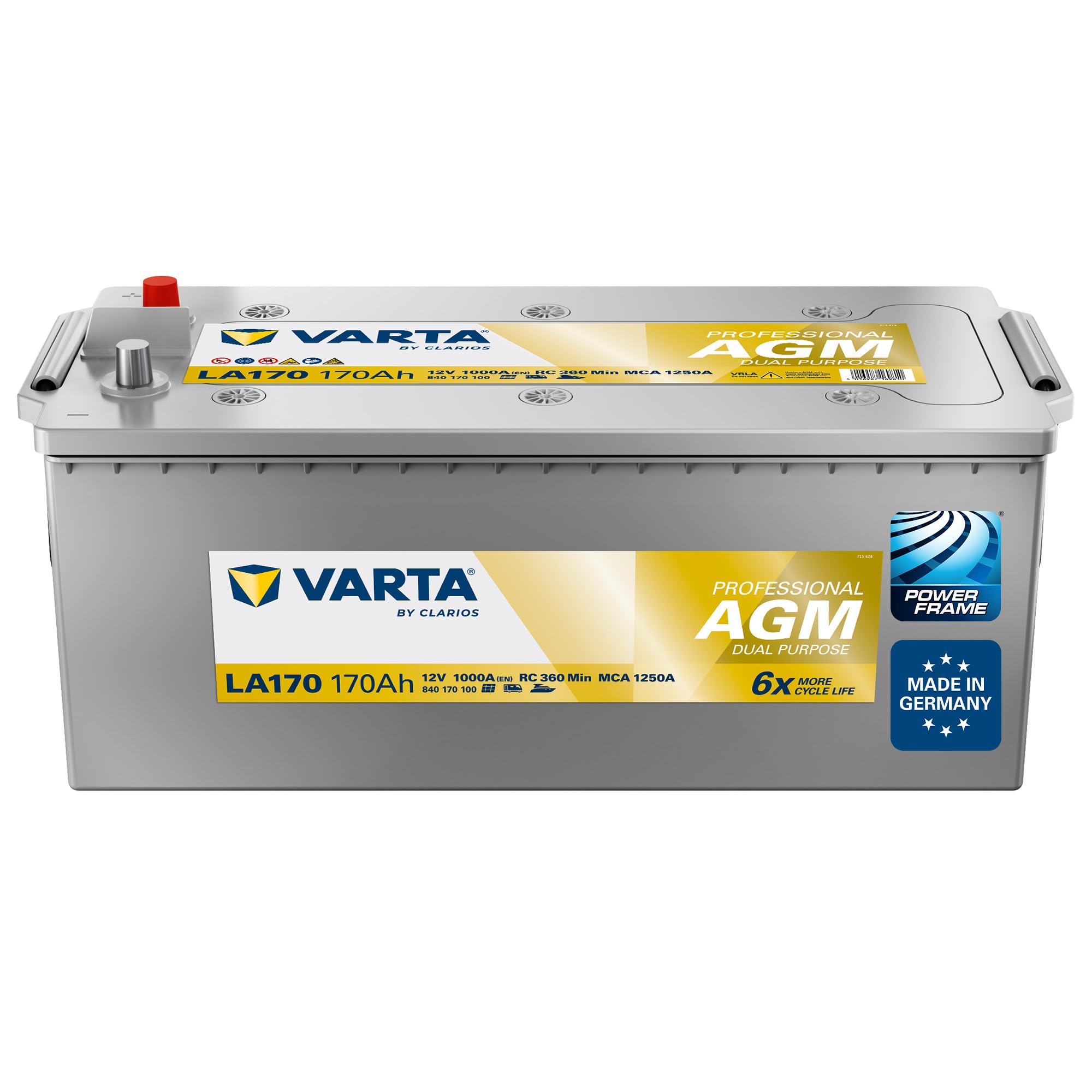 Batterie VARTA Professional AGM Dual Purpose LA60-12V 60Ah 680A - 840060068 - Pour camping-cars, caravanes et bateaux à forte demande énergétique.