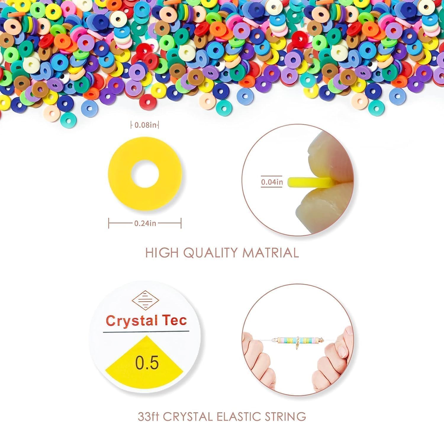 VASTAVYA DIY Jewelry Making Kit – Colorful Polymer Clay Beads with Charms & Spacer Beads | Bracelet, Necklace & Earring Craft Set for Kids, Girls, Women & Adults (6/4 Bead Kit)