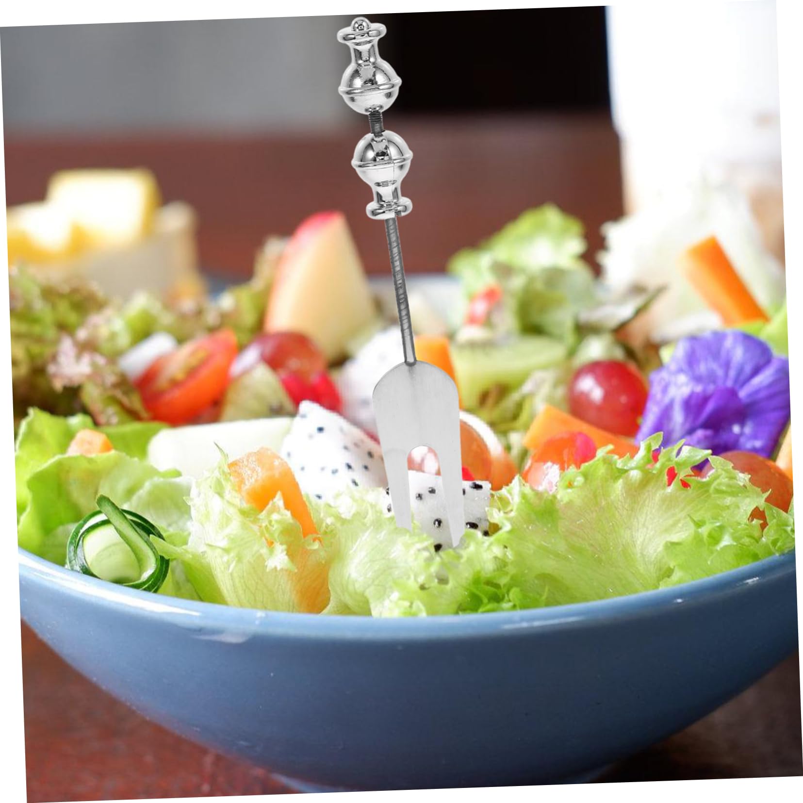 HEALLILY Stainless Steel Beadable Fork Fruit Serving Forks Dinnerware Diy Decorative
