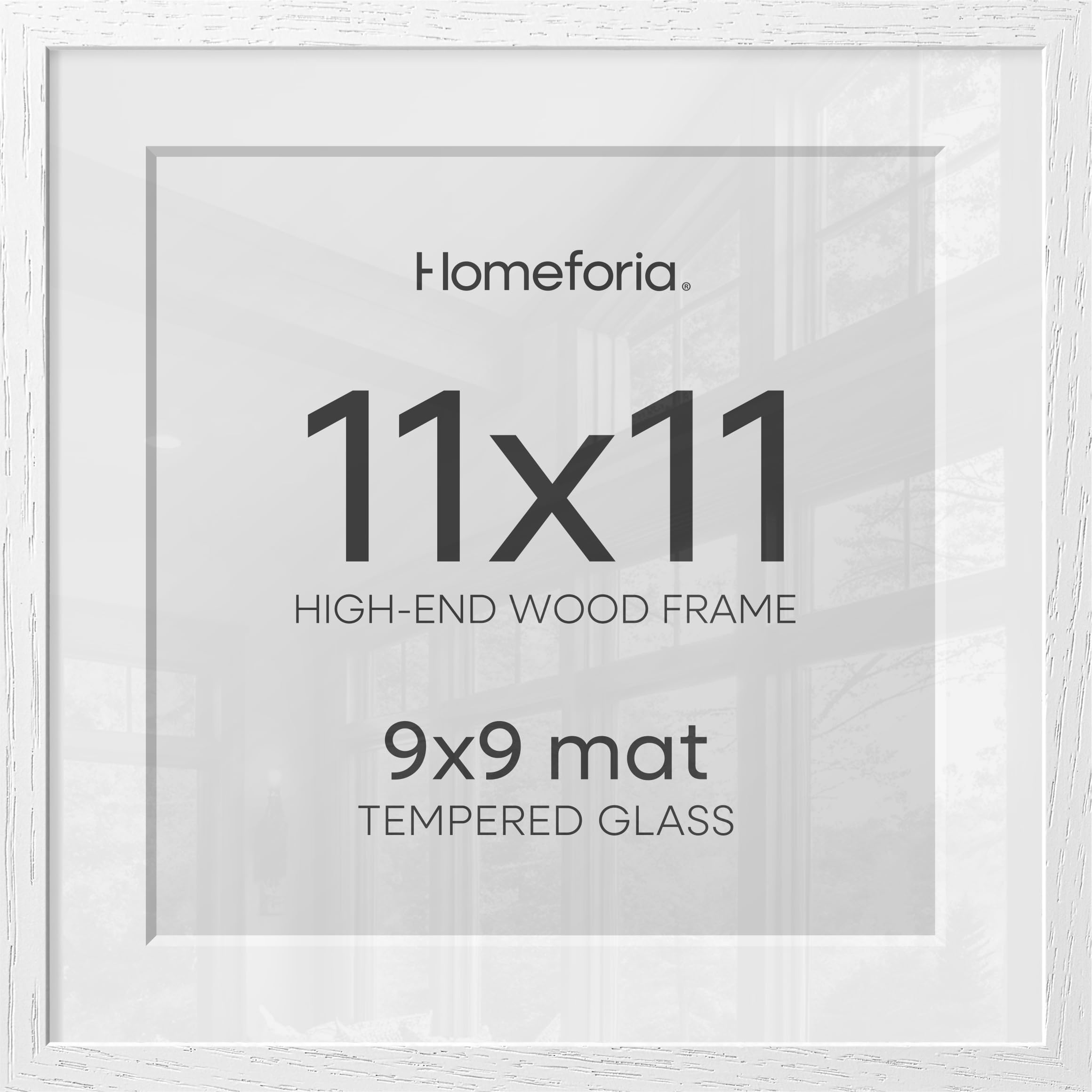 Homeforia 11x11 White Oak Picture Frame, High-End Wood, 9x9 Mat, Glass | High End Solid Oak Wood, Tempered Glass, Acid-Free 9x9 Removable Mat, 11x11 Edge-to-Edge Display 11x11, Wall Kit, Set Of 2