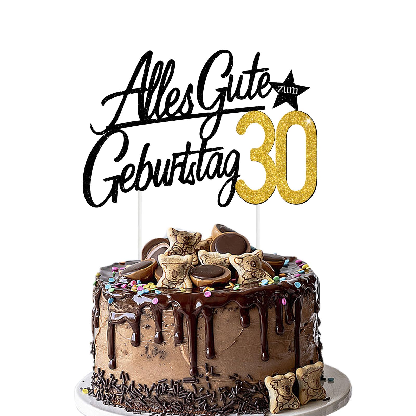 Torten Deko 30 Geburtstag – Glitzernder Cake Topper für Frauen & Männer (30)