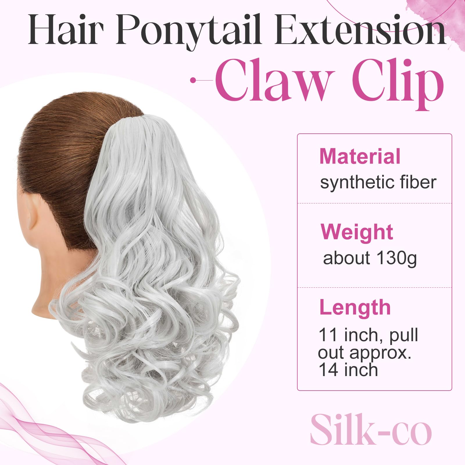 Silk-co 11" Short Curly Ponytail Extension Hair Pieces for Women Hair Extension Clip in Ponytail Hair Extensions Classic Natural Hair - Image 2
