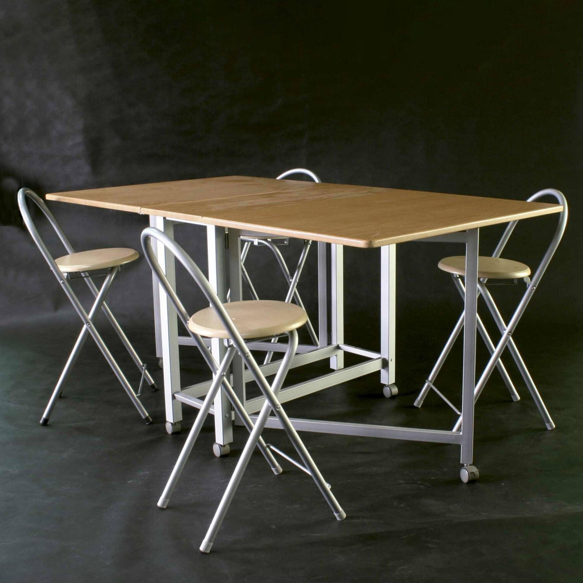 WELL HOME MOBILIARIO & DECORACIÓN Set 'Libro' da Tavolo e Quattro sgabelli in Legno e Metallo, Melaminico, Grande