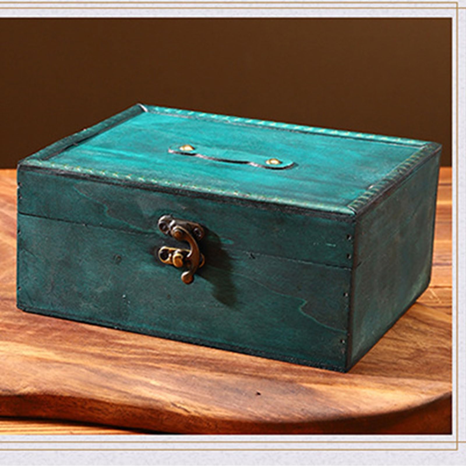 Caja de Almacenamiento de Joyas de Madera Antigua con Cerradura para decoración de la Oficina en hogar Soporte de Recuerdos en Cofre de Madera con Mecanismo de Cerradura Caja de Almacenamiento