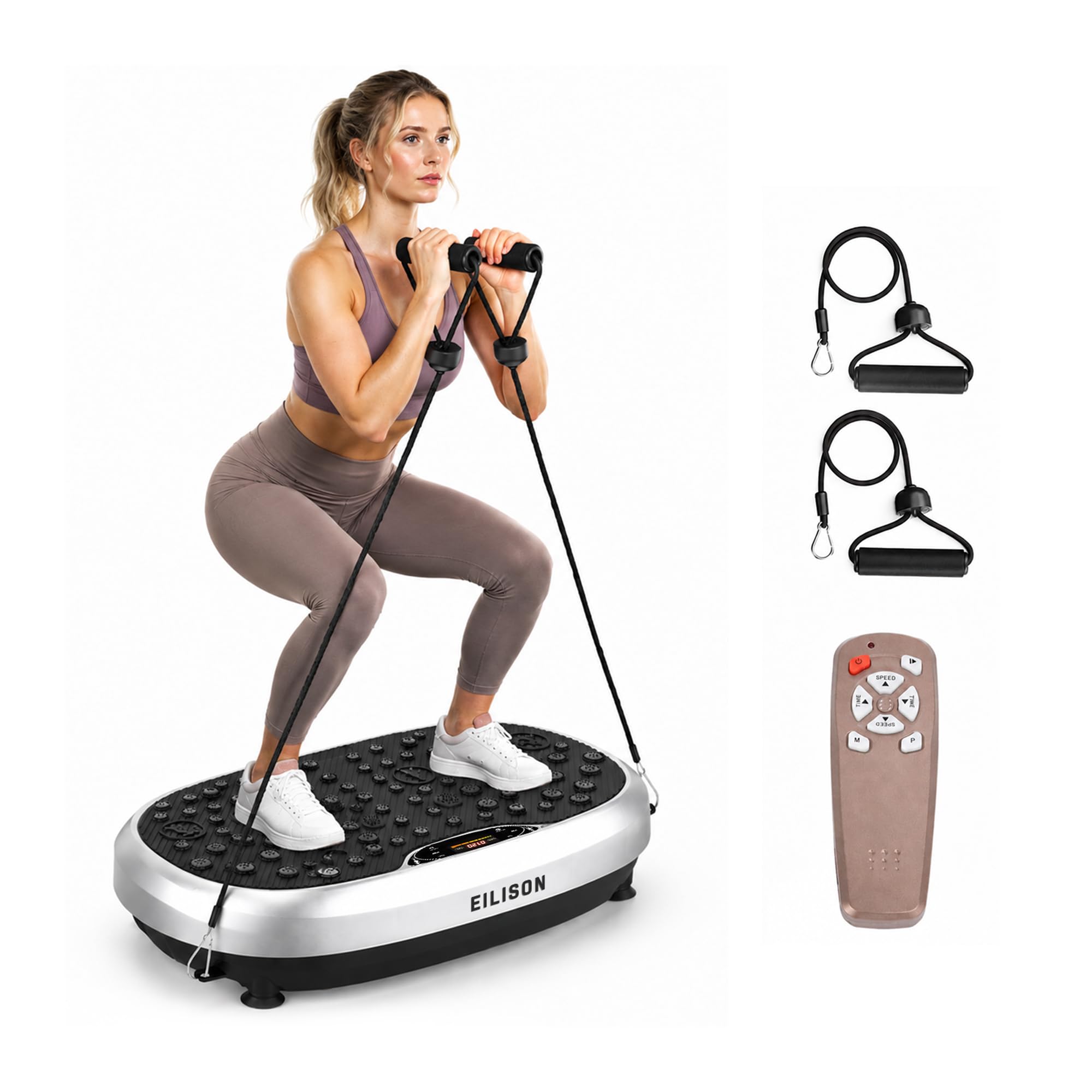 EILISON FitMaxx - Máquina de ejercicio con placa de vibración 3D XL, plataforma de vibración para todo el cuerpo con bandas de bucle, máquina de drenaje linfático para pérdida de peso, moldeado