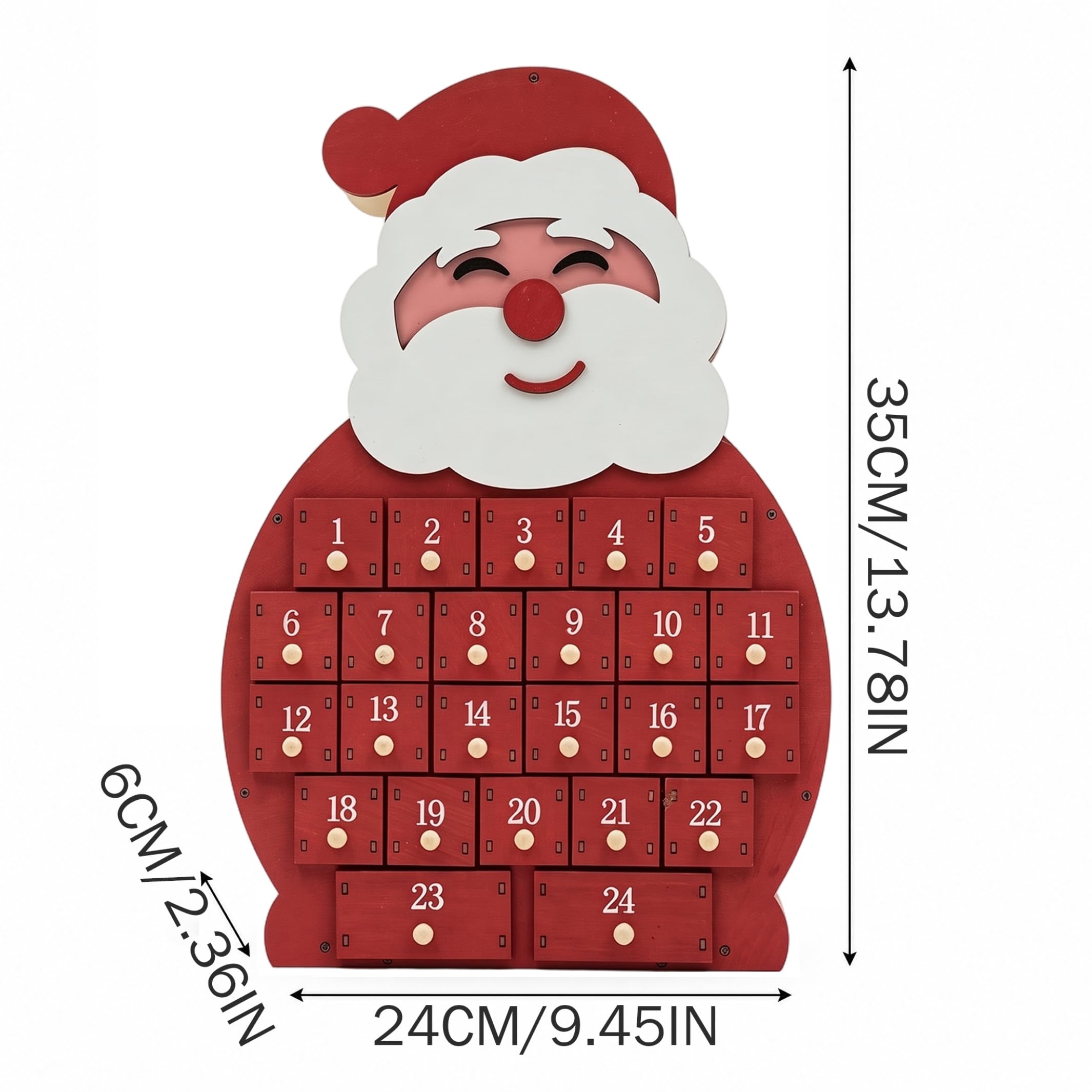 Calendario dell'Avvento vuoto, ornamento natalizio fai da te a 24 griglie, Babbo Natale