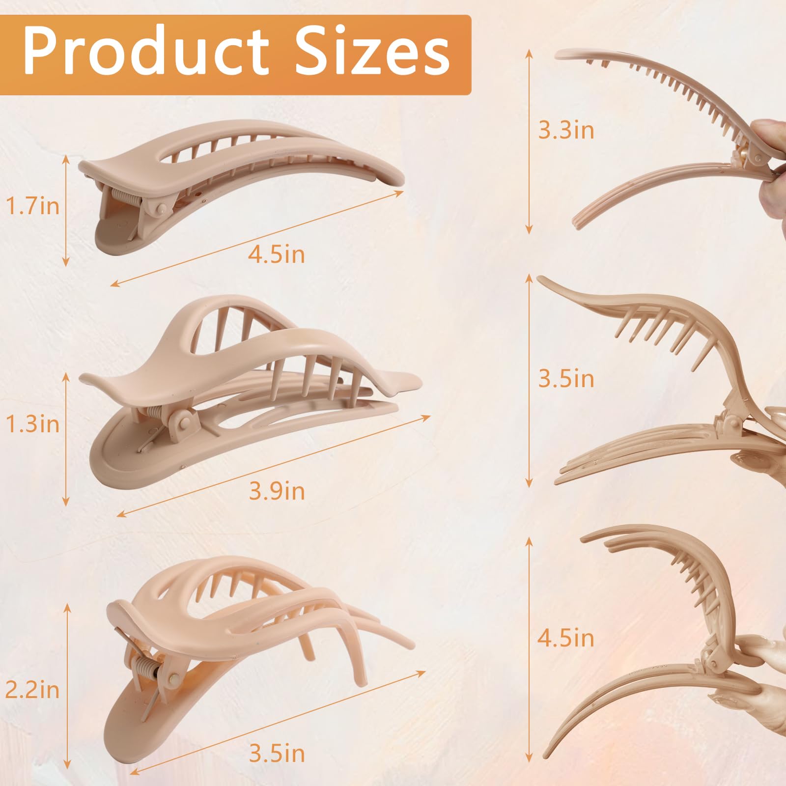 Waimemoya 12 Pack Flat Hair Clips, French Design, Alligator Hair Clips for Women, Oval Barrette Jaw Clips, Strong Hold Side Hair Clamps , Matte Claw Clips for Thick Hair, Various Natural Shades