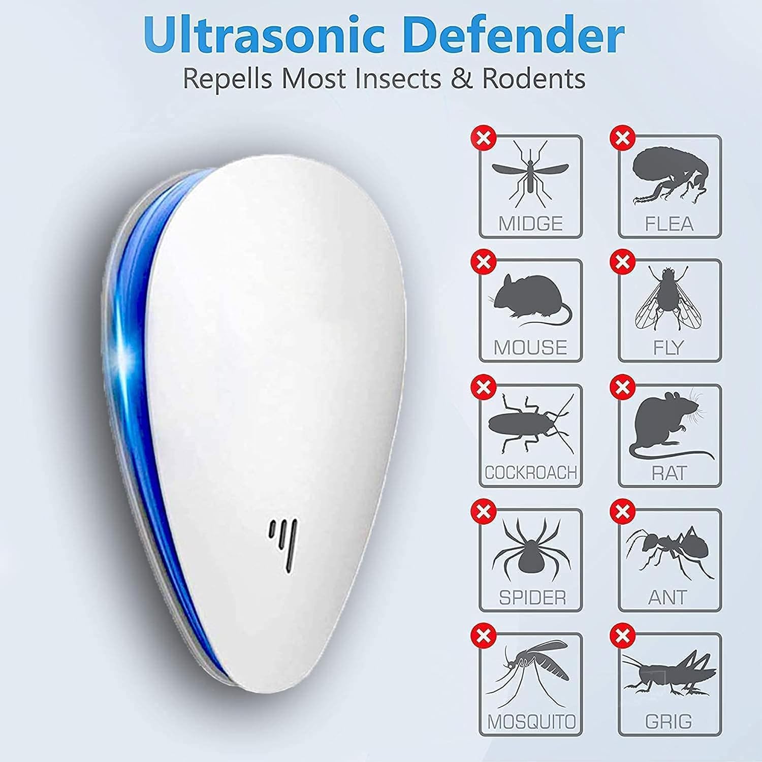 Ultrasonic Pest Control Repeller, Indoor Plug in Bug Repellent for Roach, Mouse, Bugs, Mosquito, Mice, Spider, Ant, Mice,Electronic Pest Control Device,6 Pack