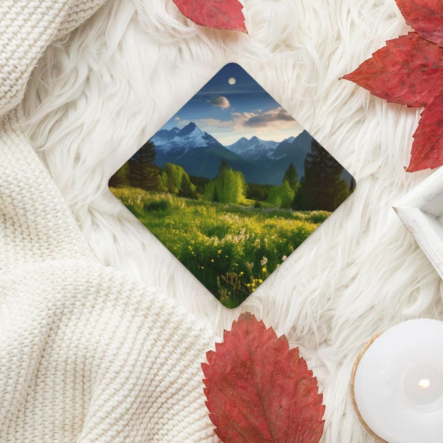 Car Air Freshener 24 PCS springtime in the mountains Hanging Car Air Fresheners Auto Interior Decor Card Freshener Strong Scented Card Lavender Cars Scents for Office Bedroom Close Drawer Square