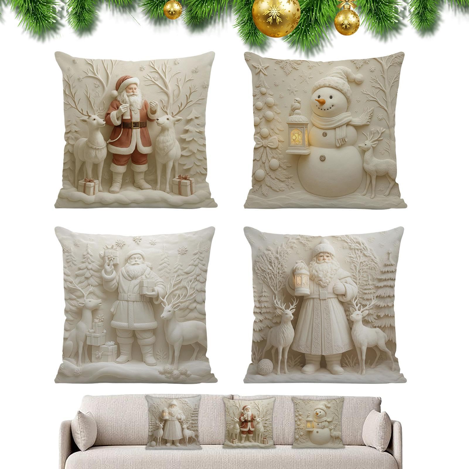 Housse de coussin Noël moderne 43x43cm idéale pour relooker facilement canapé et lit