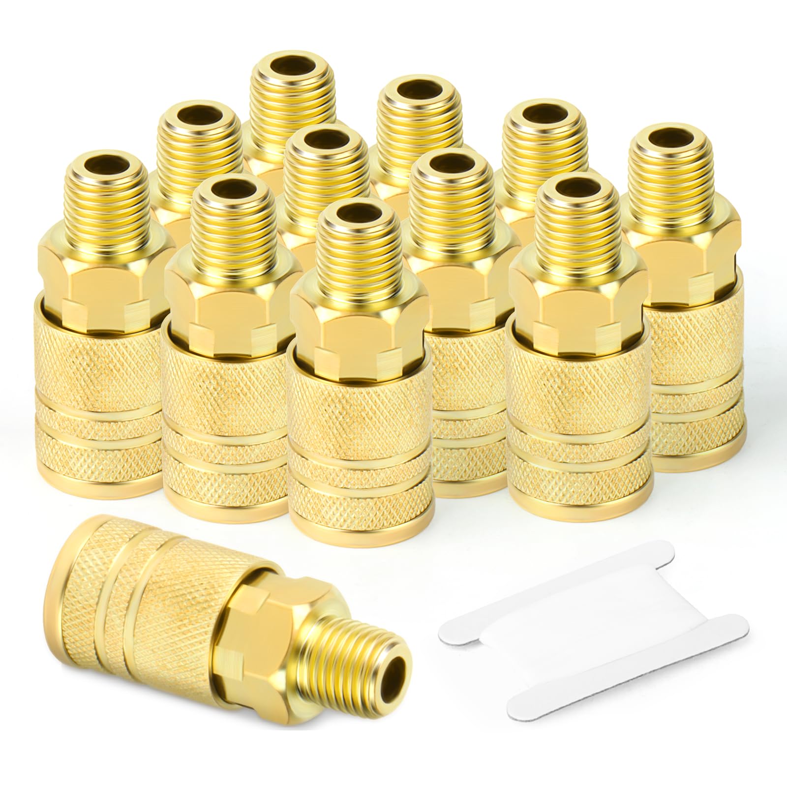 ChillWaves Brass Air Hose Fittings, Hose Barb Fittings 1 2 Barb X 3 8 Npt Male Thread Adapter With Hose Clamp 3 Pack