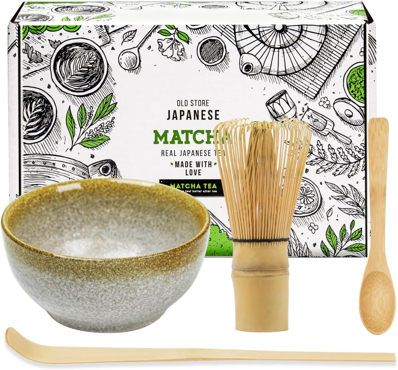 Japanese Matcha Tea Set, Matcha Bowl with Pouring Spout, Black