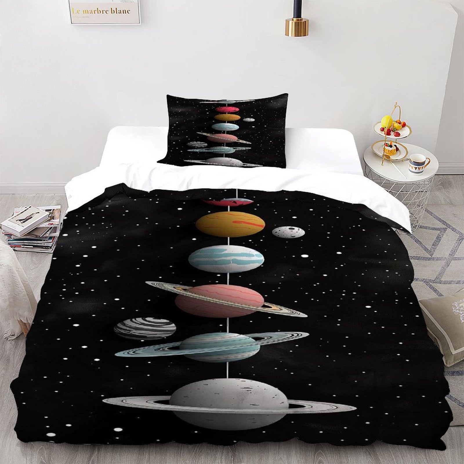 Housses de couettes 2 pièces lit enfant theme espace galaxie 135x200