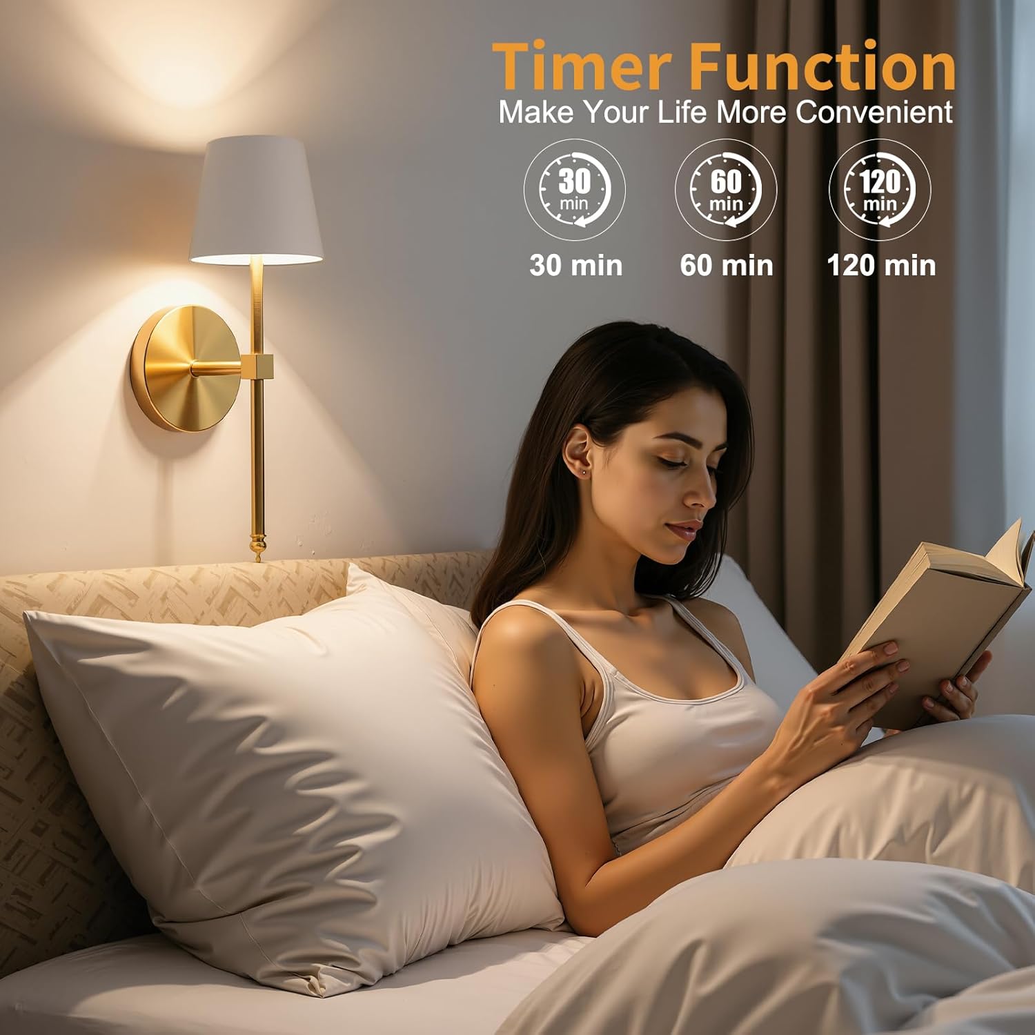 FRIDEKO HOME Battery Operated Wall Sconce Set of Two, 20Hrs Wireless Battery Powered Lights with Remote, Dimmable 3-Color Temperature for Bedside