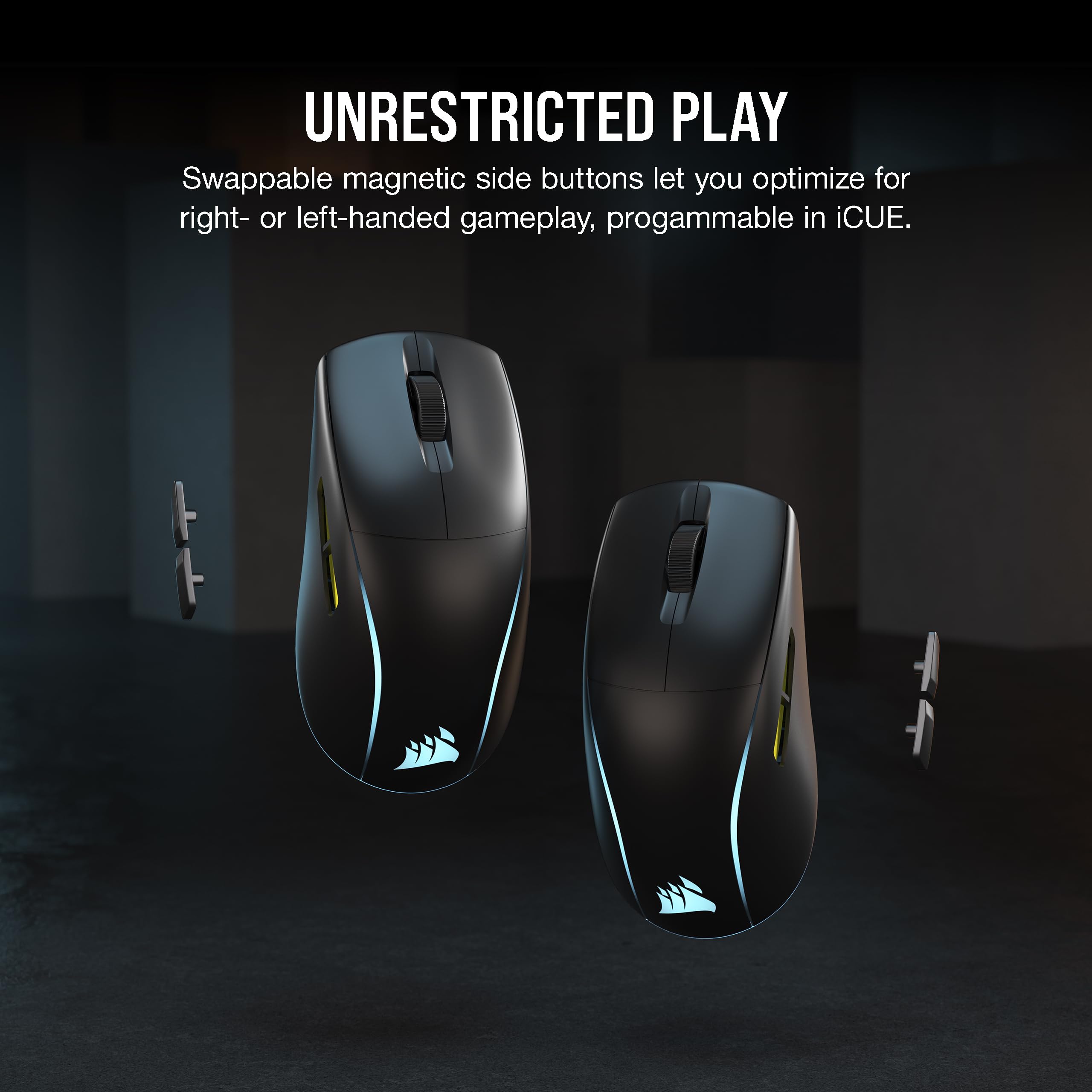 Corsair Ratón inalámbrico RGB Ligero para Juegos M75-26.000 dpi - Botones Laterales Intercambiables - Compatible con iCUE - PC - Negro