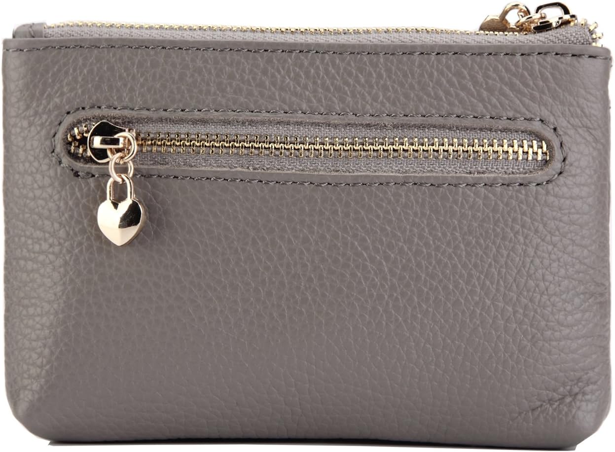 ZOOEASS Women Genuine Leather Zip Mini Coin Purse With Key Ring Triple Zipper Card Holder Wallet image 2