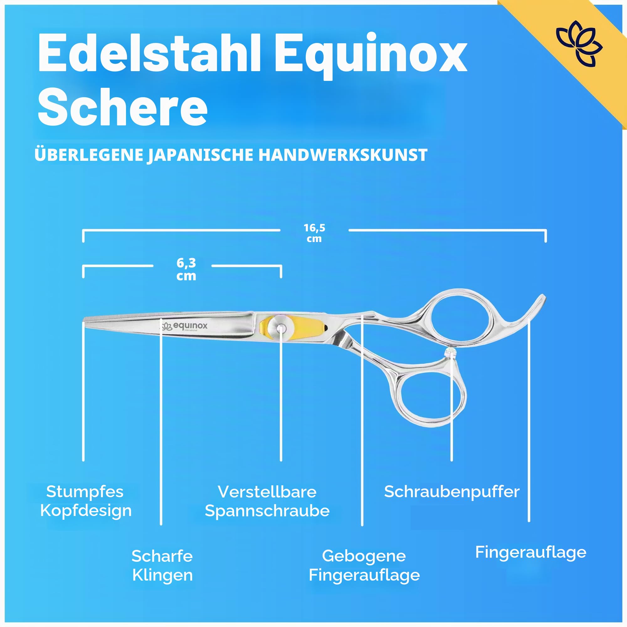 Equinox International Professional Rasierer aus der Edge Serie, Schneide in Friseurqualität, 16,5 cm Gesamtlänge, mit Feineinstellung durch Spannschraube, aus japanischem Edelstahl