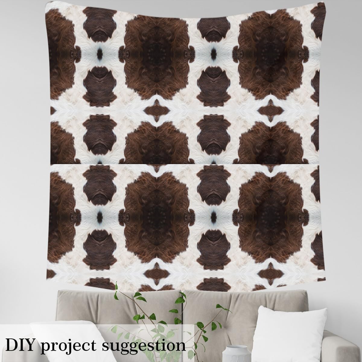 Erosebridal Cowhide Fabric by The Yard, Fur Upholstery Fabric, Africa Wildlife Bull Cattle Cow Fur Decorative Fabric, Western Rustic Farmhouse Animal Indoor Outdoor Fabric, Brown White, 3 Yards