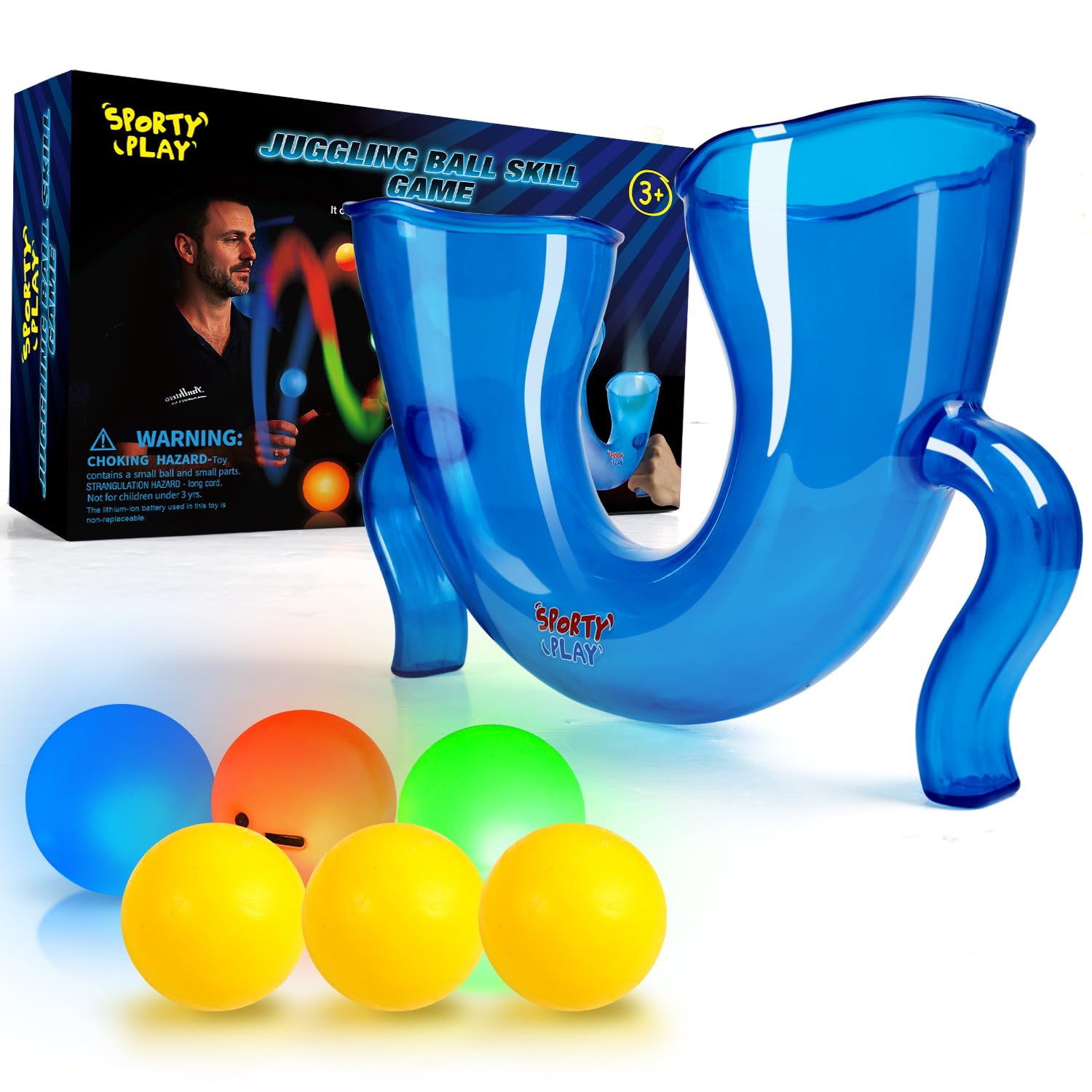 LED Light-Up Juggling Toy, Creative Skill Challenge Game with Cool Trick Play, Helps Improve Coordination and Juggling Skills