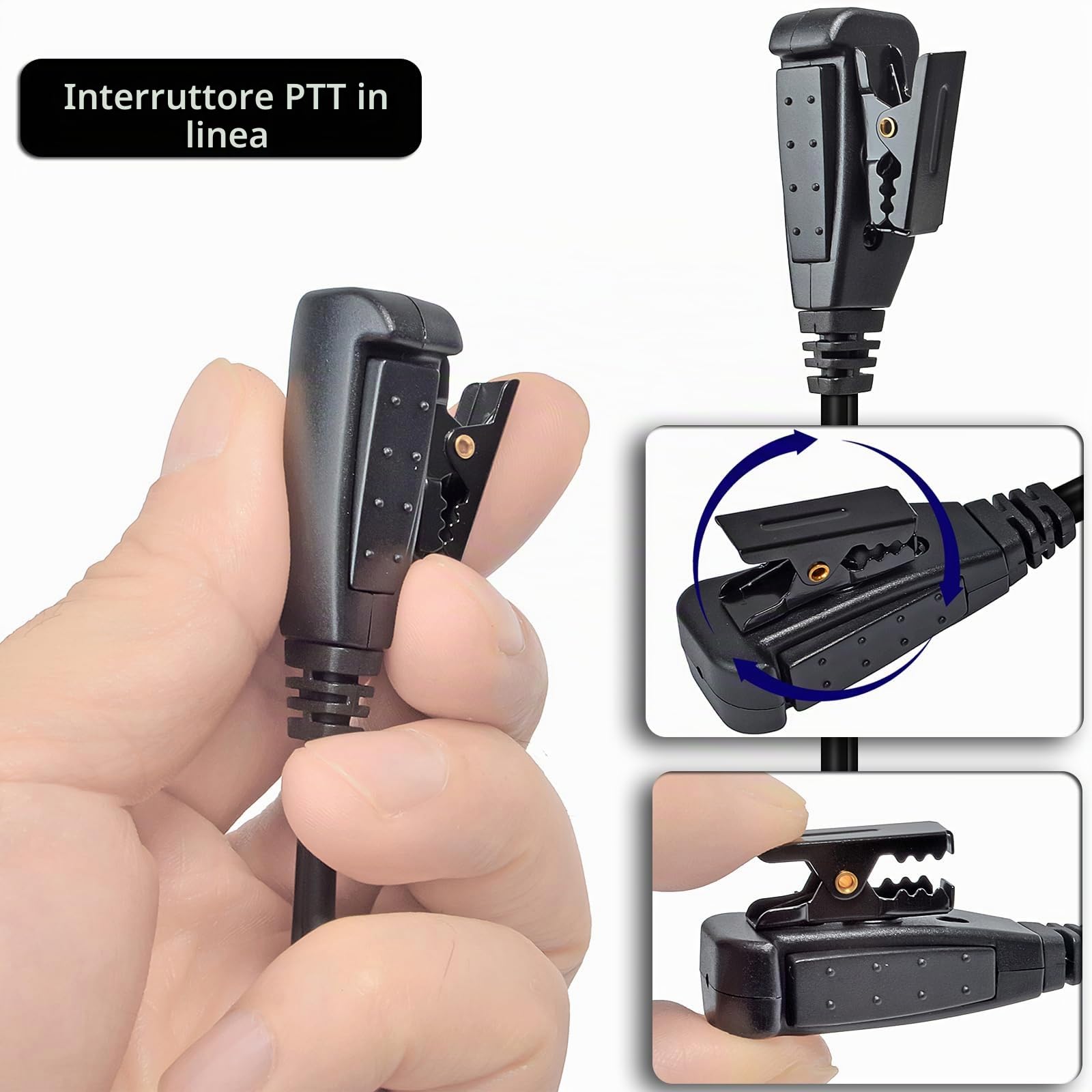 HYS auricolare radio compatibile con i walkie-talkie Hytera HYT PD600 PD602 PD605 PD662 PD665 PD680 PD682 PD685 X1e X1p, cuffia con tubo acustico, microfono e pulsante PTT (H6)